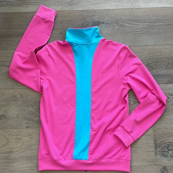 Adidas 💗Hot Pink and Turquoise Tennis/Track Jacket -Medium - Picture 2 of 5
